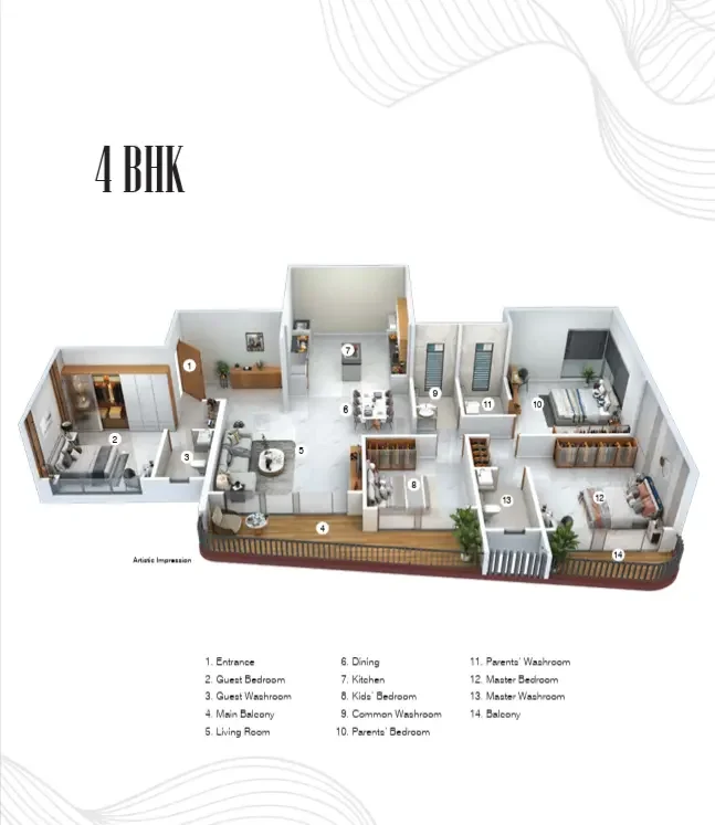 Morya Skydale 3 BHK 2D floor plan
