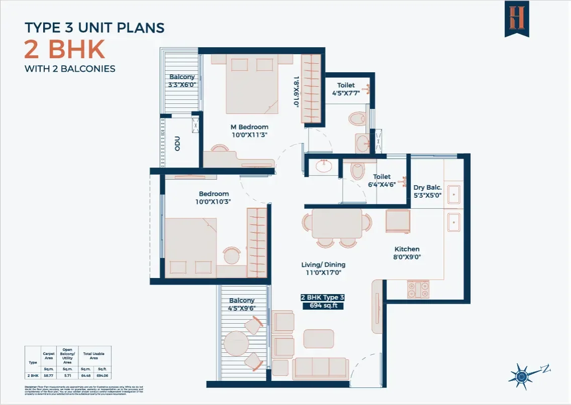 Legacy Highpoint 2.5 BHK 2D floor plan