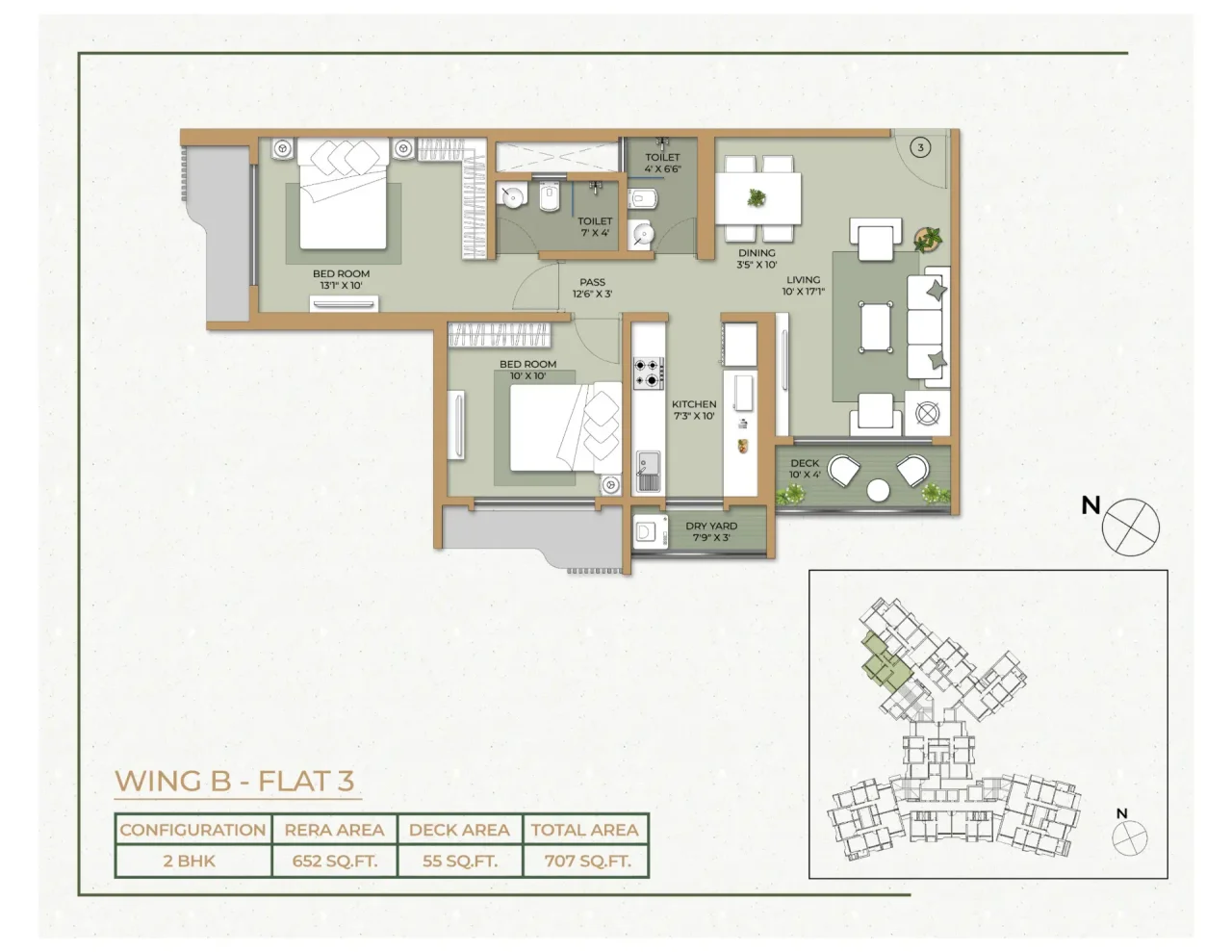 Ethics Orovia 2 BHK 2D floor plan