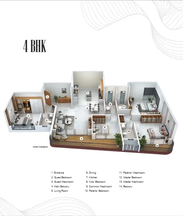 Morya Skydale 4 BHK 2D floor plan