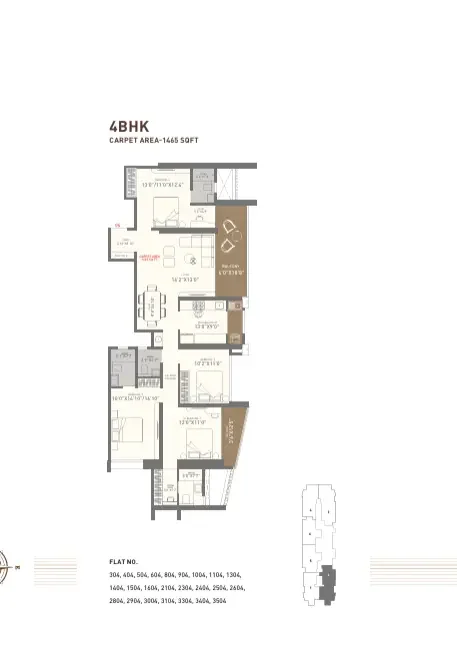Shaligram The Mile 4 BHK 2D floor plan