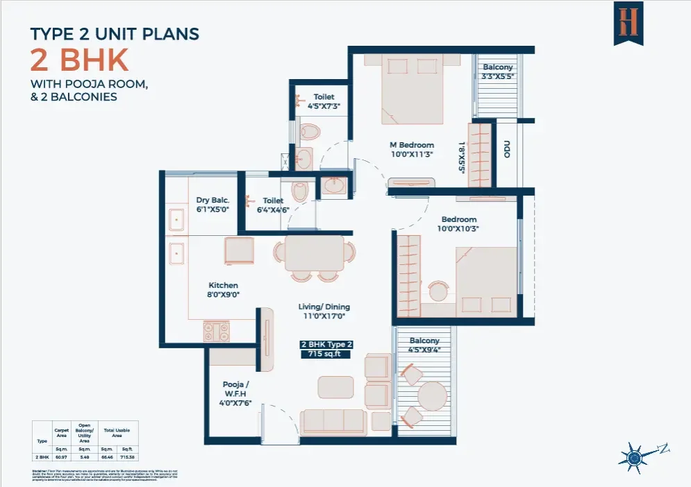 Legacy Highpoint 2 BHK 2D floor plan