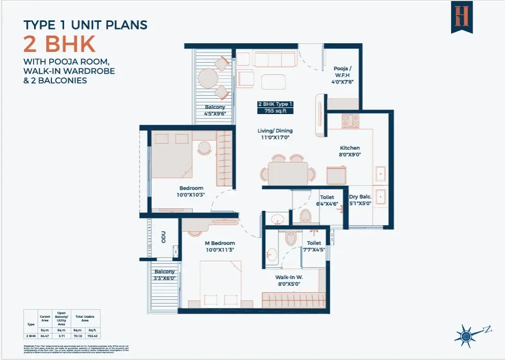 Legacy Highpoint 2 BHK 2D floor plan