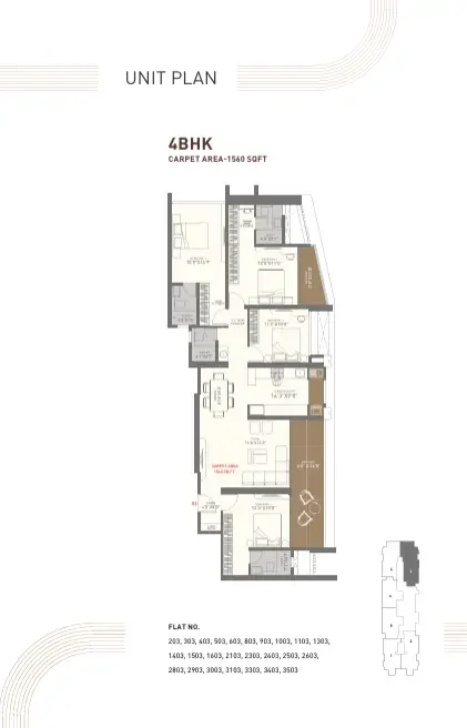 Shaligram The Mile 4 BHK 2D floor plan