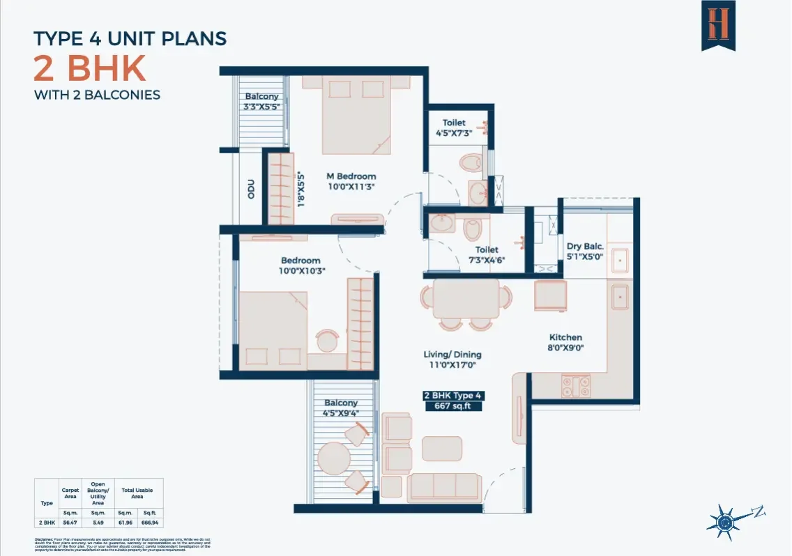 Legacy Highpoint 2 BHK 2D floor plan