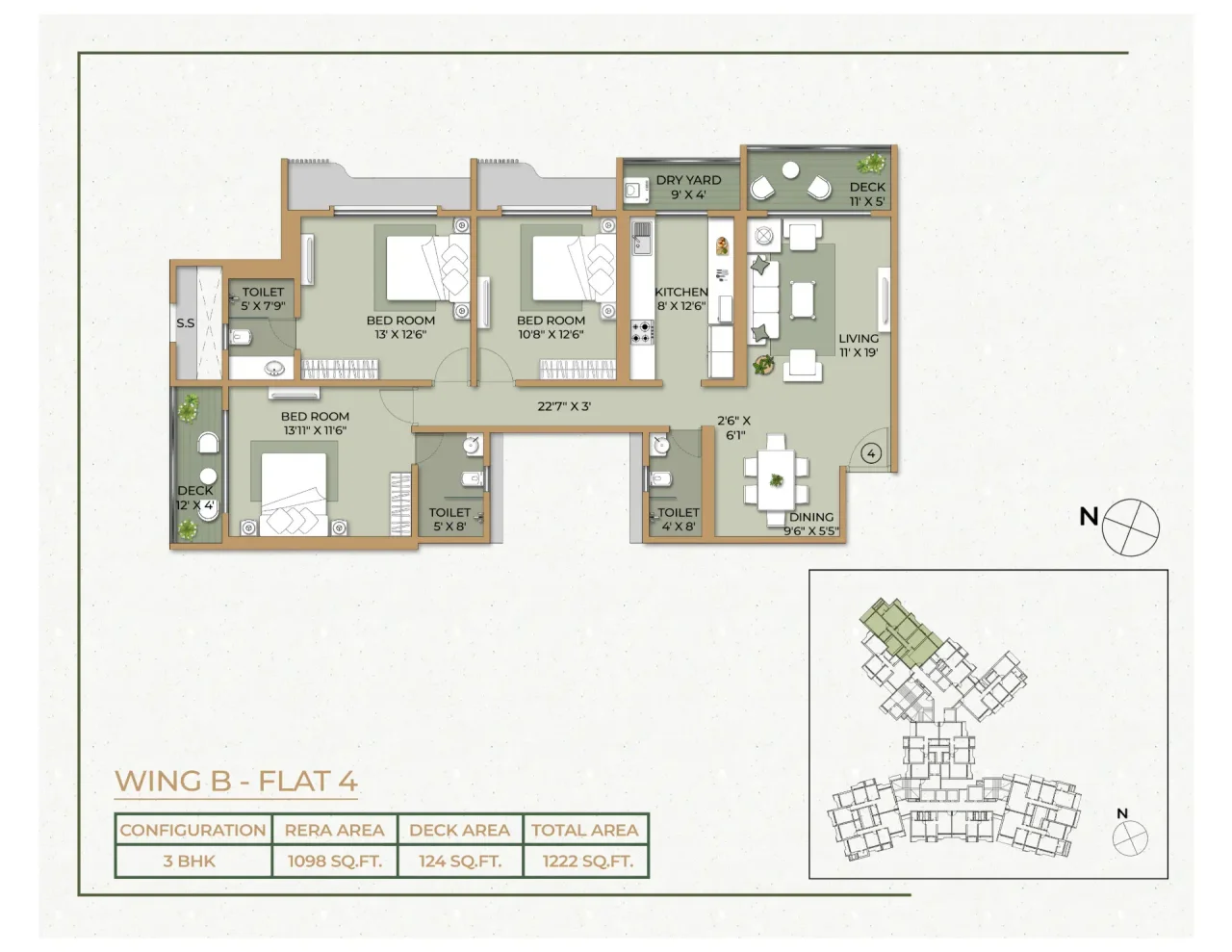Ethics Orovia 3 BHK 2D floor plan