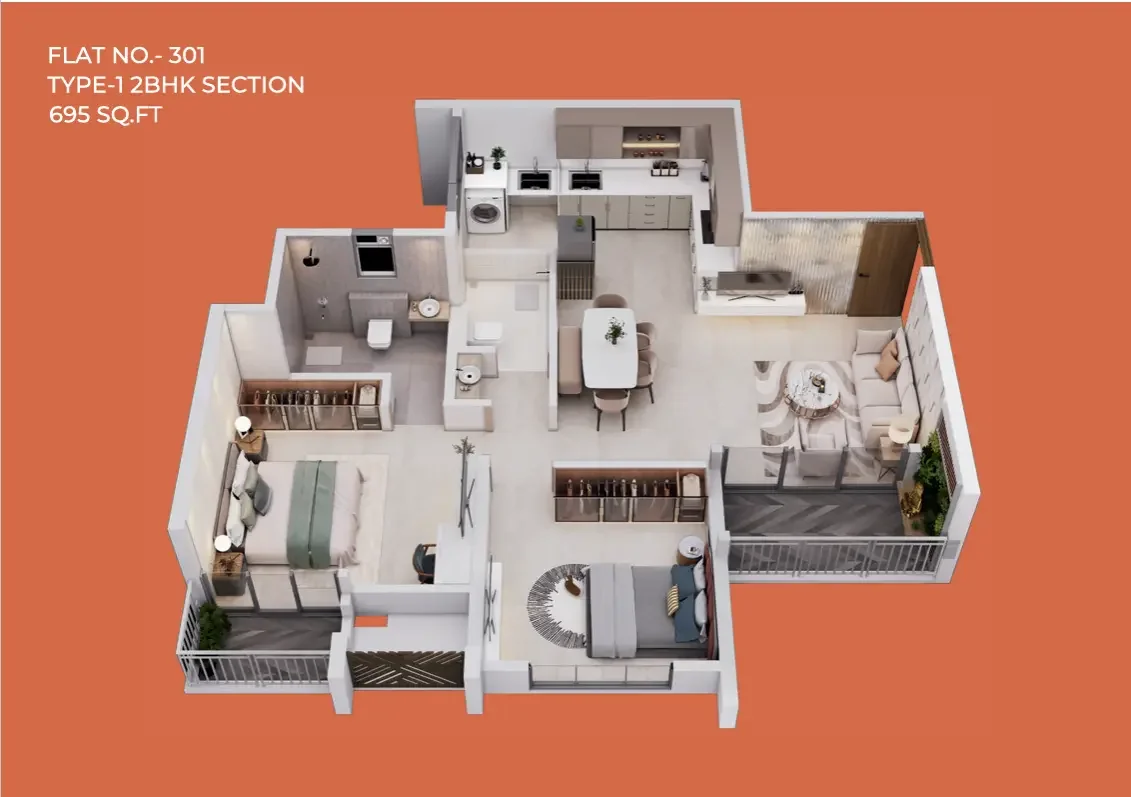 Legacy Highpoint 2.5 BHK 3D floor plan